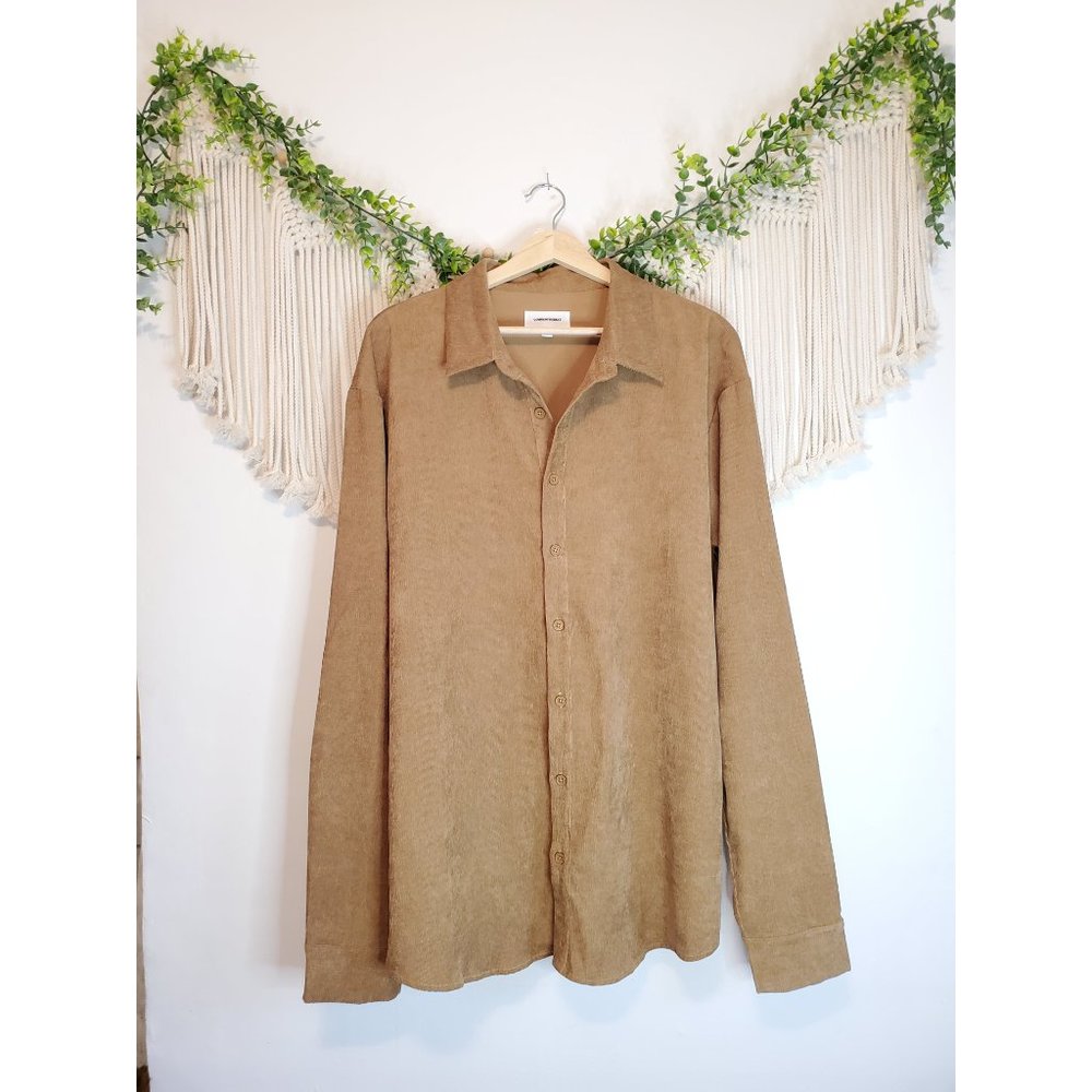 Common Market Brown Cord Button Up Top - Picture 2 of 6